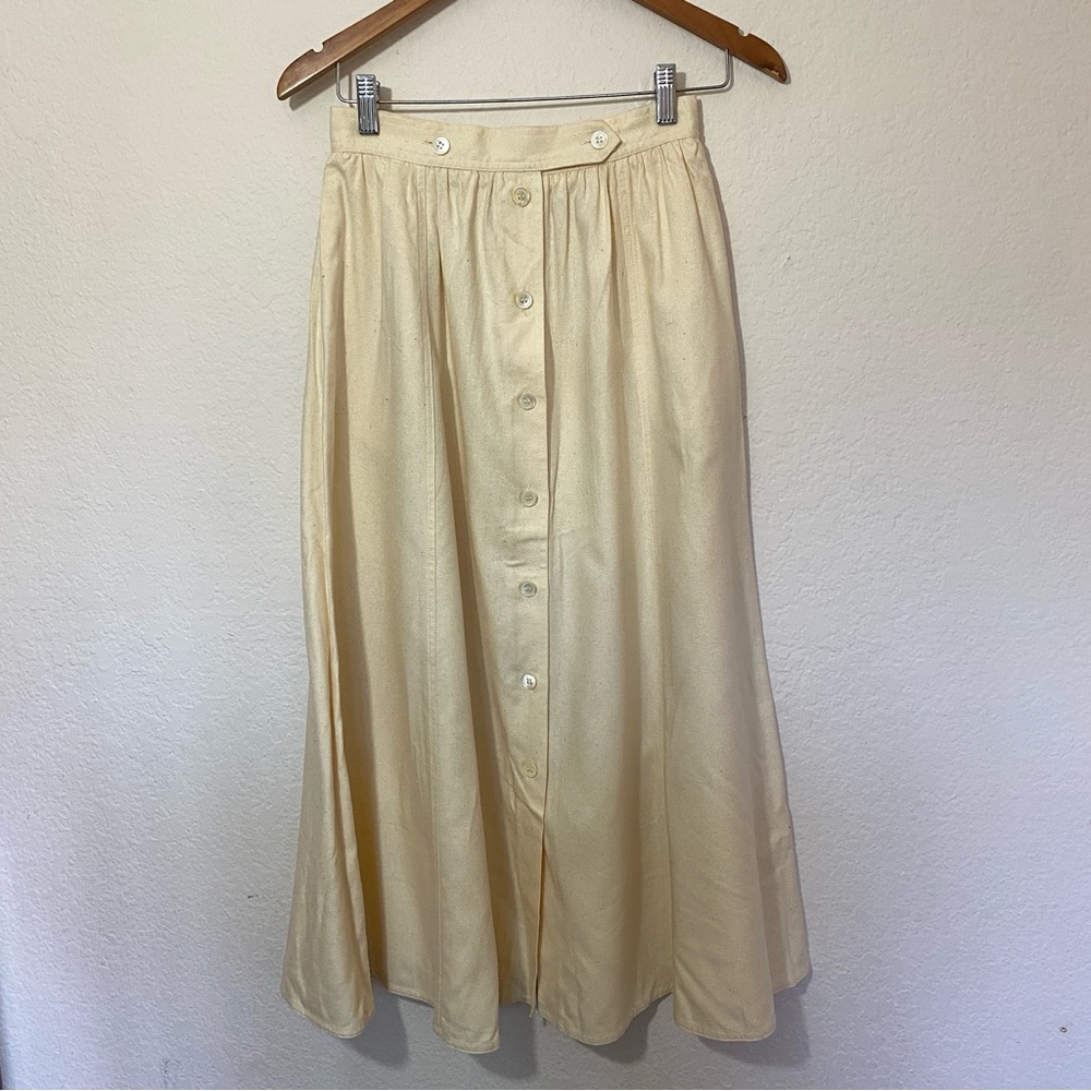 Vintage Silk Liz Claiborne Cream Colored Button Down Skirt